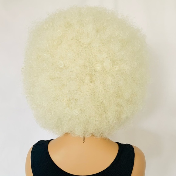 Platinum Blonde Premium Fiber Afro Wig for Daily Wear/Disco Costume/Events - Picture 5 of 5